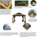 Aluminum Hardtop Gazebo Wood-Looking with Drainage Gutters