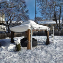 Aluminum Hardtop Gazebo Wood-Looking with Drainage Gutters