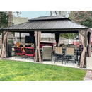 Aluminum Hardtop Gazebo Brown with Drainage Gutters