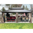 Aluminum Hardtop Gazebo Brown with Drainage Gutters
