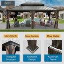 Aluminum Hardtop Gazebo Brown with Drainage Gutters