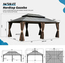 Aluminum Hardtop Gazebo Brown with Drainage Gutters