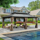 Aluminum Hardtop Gazebo Brown with Drainage Gutters