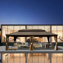 Aluminum Hardtop Gazebo Brown with Drainage Gutters