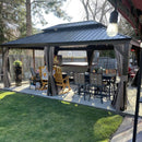 Aluminum Hardtop Gazebo Brown with Drainage Gutters