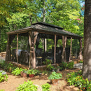 Aluminum Hardtop Gazebo Brown with Drainage Gutters