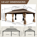 Aluminum Hardtop Gazebo Brown with Drainage Gutters