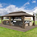 Aluminum Hardtop Gazebo Brown with Drainage Gutters