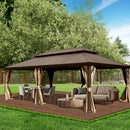 Aluminum Hardtop Gazebo Brown with Drainage Gutters