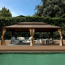 Aluminum Hardtop Gazebo Brown with Drainage Gutters