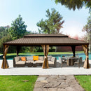 Aluminum Hardtop Gazebo Brown with Drainage Gutters