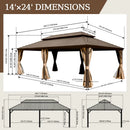 Aluminum Hardtop Gazebo Brown with Drainage Gutters