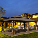 Aluminum Hardtop Gazebo Brown with Drainage Gutters