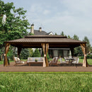 Aluminum Hardtop Gazebo Brown with Drainage Gutters