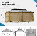 Aluminum Hardtop Gazebo Wood-Looking with Drainage Gutters