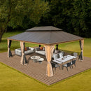 Aluminum Hardtop Gazebo Wood-Looking with Drainage Gutters