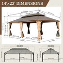 Aluminum Hardtop Gazebo Wood-Looking with Drainage Gutters