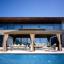 Aluminum Hardtop Gazebo Wood-Looking with Drainage Gutters