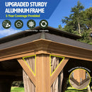 Aluminum Hardtop Gazebo Wood-Looking with Drainage Gutters