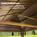 Aluminum Hardtop Gazebo Wood-Looking with Drainage Gutters