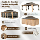Aluminum Hardtop Gazebo Wood-Looking with Drainage Gutters