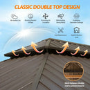 Aluminum Hardtop Gazebo Wood-Looking with Drainage Gutters