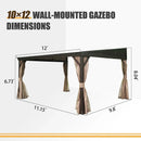 Wall-Mounted Hardtop Gazebo with Drainage Gutters