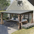 Wall-Mounted Hardtop Gazebo with Drainage Gutters