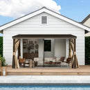 Wall-Mounted Hardtop Gazebo with Drainage Gutters