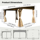 Wall-Mounted Hardtop Gazebo with Drainage Gutters