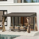 Wall-Mounted Hardtop Gazebo with Drainage Gutters