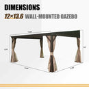 Wall-Mounted Hardtop Gazebo with Drainage Gutters