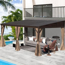 Wall-Mounted Hardtop Gazebo with Drainage Gutters