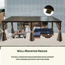 Wall-Mounted Hardtop Gazebo with Drainage Gutters