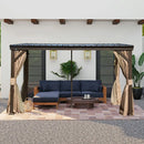 Wall-Mounted Hardtop Gazebo with Drainage Gutters