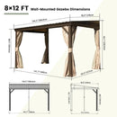 Wall-Mounted Hardtop Gazebo with Drainage Gutters