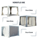 Louvered Pergola White W/O Curtain & Netting