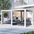 Louvered Pergola White W/O Curtain & Netting