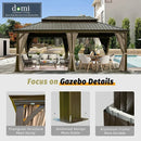 Aluminum Hardtop Gazebo Brown with Drainage Gutters