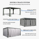 Louvered Pergola Gray with Galvanized Steel Roof