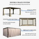 Louvered Pergola Brown with Galvanized Steel Roof