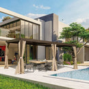 Louvered Pergola Brown with Galvanized Steel Roof