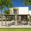 Louvered Pergola Brown with Galvanized Steel Roof