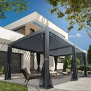 Louvered Pergola Gray with Galvanized Steel Roof