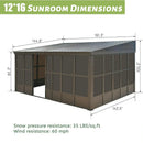 12'x16' Wall Mounted Sunroom with Side Door