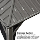 PURPLE LEAF Patio Gazebo for Pool Light Grey Hardtop Galvanized Steel Roof with String Lights-milky