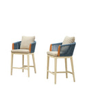 PURPLE LEAF Hailar Outdoor Bar Stools Chair Modern Rattan Bar Stool with Back and Cushion for Balcony, Indoor or Outdoor, Kitchen Island