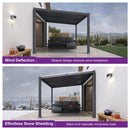 PURPLE LEAF Caesar Hardtop Louvered Pergola, Slanted Roof Outdoor Aluminum Patio Pergola with Adjustable Rainproof Roof, Heavy-Duty Lean to Gazebo for Patios Backyard Deck, Gray