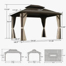 PURPLE LEAF Hardtop Gazebo Featuring Galvanized Steel Double Roof and Bronze Aluminum Frame with Curtains and Netting for Patio and Poolside