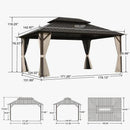 PURPLE LEAF Hardtop Gazebo Featuring Galvanized Steel Double Roof and Bronze Aluminum Frame with Curtains and Netting for Patio and Poolside